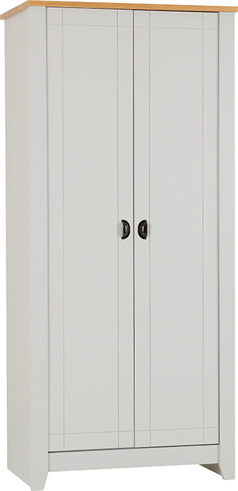 Ludlow 2 Door Wardrobe In Grey/Oak Lacquer